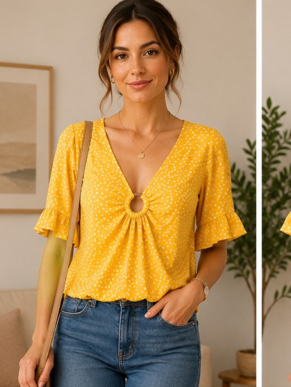 EXPRESS YELLOW POLKA-DOT TOP